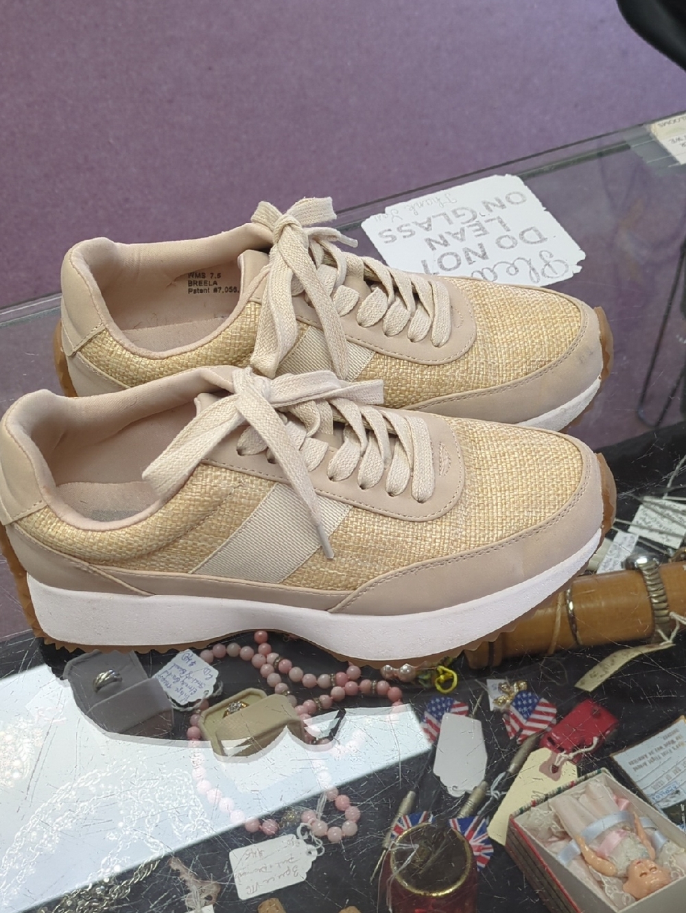 Dolce Vita Breela Beige Woven Platform Sneakers - Women